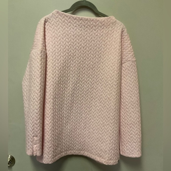 T by Talbots Pink Shimmer Quilted Boatneck Sweatshirt Sz M - Picture 1 of 5